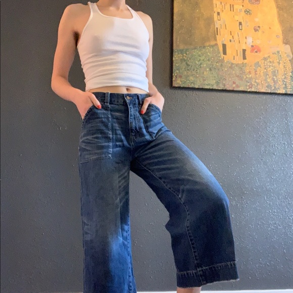 Madewell Denim - madewell wide-leg cropped jeans